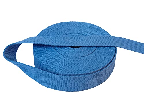 1 Inch Cotton Webbing 10 Yards Cotton Strap for Tote Canvas Bags Crafts Sewing (2027 Light Blue) - color: Blue