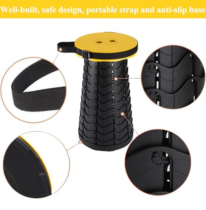 Fishboy Upgraded Collapsible Stool, 400lbs Max Weight, Lightweight But Sturdy, Portable Retractable Folding Telescoping Foldable Camping Stool for Adults Outdoor Fishing Hiking BBQ - color: Yellow