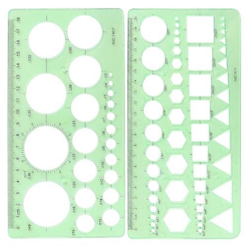 2-Pack Precision Drawing Stencils Set Geometric Circle Template Geometry Template Circle Ruler - Geometric Circle Templates for Drafting, Architecture & Design Projects