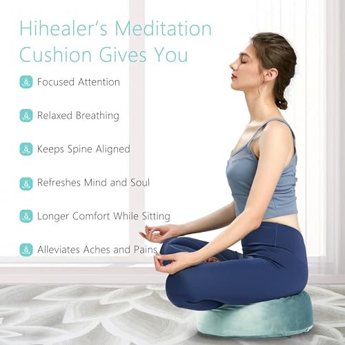 Hihealer Meditation Cushion, Traditional Tibetan Velvet Meditation Pillow | Buckwheat Yoga Bolster, Large Floor Cushion & Pillow for Adults, Zafu Zabuton Set, Zen Meditation Mat - color: Tranquil Night & Day