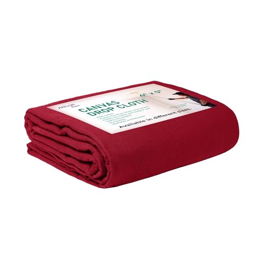 Canvas Drop Cloth for Painting 4x5 feet Pack of 1-8oz Painters Drop Cloths for Painting - All Purpose Canvas Tarps for Floor & Furniture Protection - Recycled Cotton Fabric - color: Red, size: 4x5 Ft - 1 pc