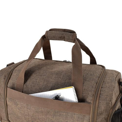 Ultimate Gym Bag 2.0: The Durable Crowdsource Designed Duffel Bag with 10 Optimal Compartments Including Water Resistant Pouch - color: Brown, size: Medium (20")