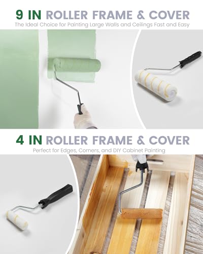 VOOMEY 28PCS Paint Roller Kit with Extension Pole, 9" & 4" Rollers Set | Complete Painting Tool Kit for Walls, Ceilings, Interior and Exterior Home Painting Projects - style: 28pcs 9inch paint roller kit