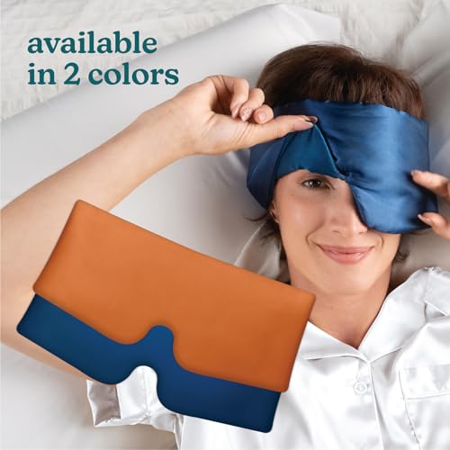Homedics 100% Silk Sleep Mask, Mulberry Silk, Total Blackout, Nonslip Grip, Adjustable Strap for Custom Fit, Hand Washable, Comfortable for Travel & Home - Midnight Blue - color: Midnight