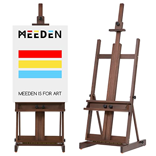 MEEDEN Heavy Duty H-Frame Studio Easel Stand, Large Adjustable Solid Beech Wood Artist Easel for Painting, Holds Canvases up to 78" with Storage Tray- Walnut - color: Walnut