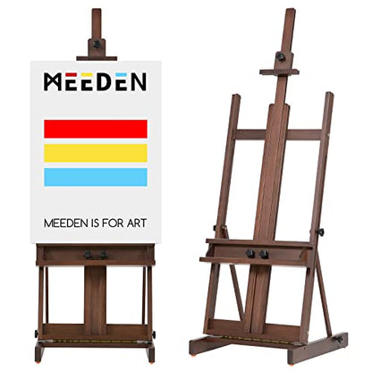 MEEDEN Heavy Duty H-Frame Studio Easel Stand, Large Adjustable Solid Beech Wood Artist Easel for Painting, Holds Canvases up to 78" with Storage Tray- Walnut - color: Walnut