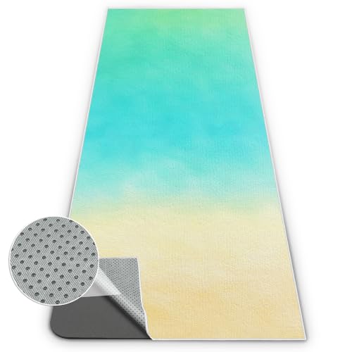 Yoga Mat Towel Non Slip Ultra-Absorbent Hot Yoga Towel, Super Stylish Printed Sweat Hot Yoga Towel, Ideal for Home, Workouts, Pilates, Yoga, 72 x 27in, Green & Yellow - color: Green & Yellow