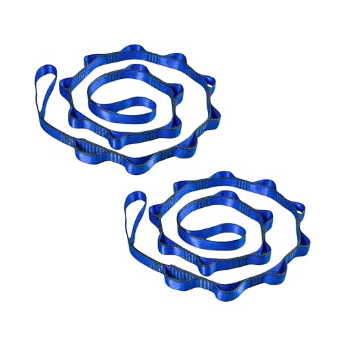 2pcs safety daisy chain, multi-ring adjustable nylon strap rope yoga pilates stretch band - color: Blue, size: Length：1.8m