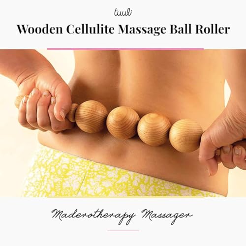 Tuuli Accessories - Ball Wooden Massage Roller, Multi-Functional Body Roller for Cellulite, Muscle Tension and Skin Health Support, Natural Massager for Women and Men
