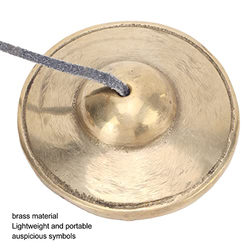 Tibetan Tingsha Cymbals, Brass 2.7in Strong Sound Penetration Meditation Chime Bells Auspicious Symbols Restoring Clarity Mind Lightweight Portable Tingsha Cymbals Bells for Percussion Instrument
