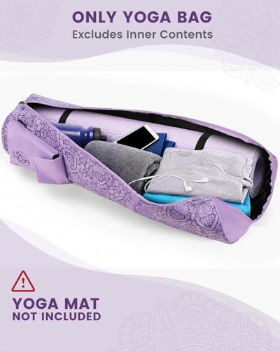 Gonex Yoga Mat Bag, Full-Zip Mat Carrier | 600D Oxford Fabric, Wet Pocket, Front Zip Pocket, Adjustable Strap, Fits Mats up to 26" - color: Lilac Purple