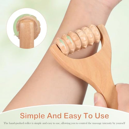 ARTIBETTER Wooden Massage Roller Sticks 2-Pack Handheld Foot Massager Tool Massage Roller for Hands Arms Acupoint Accessory for Neck Shoulder Back Legs Travel Use