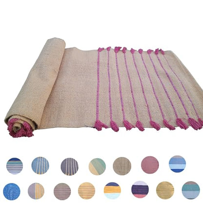 Jaipur art & Rugs Cotton Yoga Mat - Eco-Friendly Hand-Woven Rug - Non Slip & Thick (24”x72”x5mm) for Everyday Fitness at Home - Comfortable Extra-Long - color: Red & Light Yellow