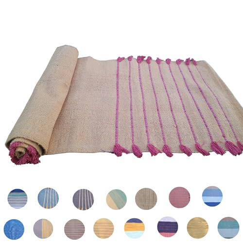 Jaipur art & Rugs Cotton Yoga Mat - Eco-Friendly Hand-Woven Rug - Non Slip & Thick (24”x72”x5mm) for Everyday Fitness at Home - Comfortable Extra-Long - color: Red & Light Yellow