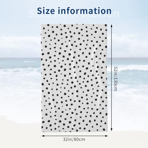 VOOHDDY Polka Dot Spot Black White Trendy Beach Towel Soft Absorbent Microfiber Quick Dry Large Bath Towels for Bathroom Women Girls Pool Camping Travel Swimming Picnic Sports - color: Polka Dot Spot Black White Trendy