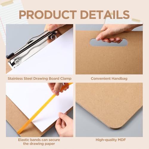 13"x17" & 23"x26" Sketch Board Set Artists Drawing Clipboards with Handle Drawing Tote Board for Sketching & Watercolor with Sturdy Clip and Elastic Bands Portable Art Clipboard for Painting