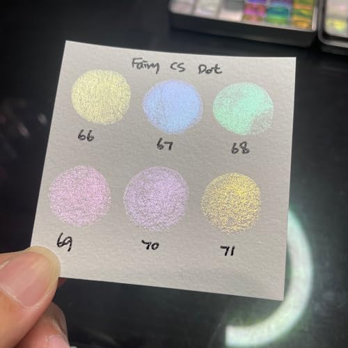 IUILE Handmade Watercolor Paints - Fairy CS Dot Card (6 colors). Color Shift, Metallic, Shiny, Shimmer - color: Fairy CS Dot