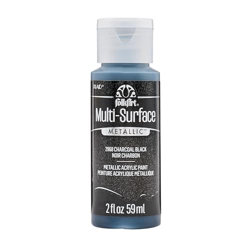 FolkArt multisurface metallic paint, 2 oz, Charcoal Black - color: Charcoal Black, size: 2 Fl Oz (Pack of 1)