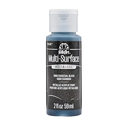 FolkArt multisurface metallic paint, 2 oz, Charcoal Black - color: Charcoal Black, size: 2 Fl Oz (Pack of 1)