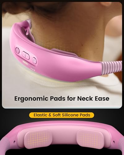 Glocusent Neck Light with Timer, 100 Hours Book Light for Bedtime Reading | Neck Reading Light, 3-Color, 5 Brightness, Bendable, Ergonomic, 1600mAh, Rechargeable, Eye Care, Sleep Aid, Travel Lock, Gift - color: Pink