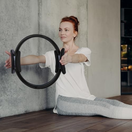 Syhood Pilates Ring 11. 81 Inch Pilates Circle Yoga Ring Magic Lightweight Flexible Workout Equipment for Fitness Physical Therapy Resistance Exercise Arms Legs - color: Black