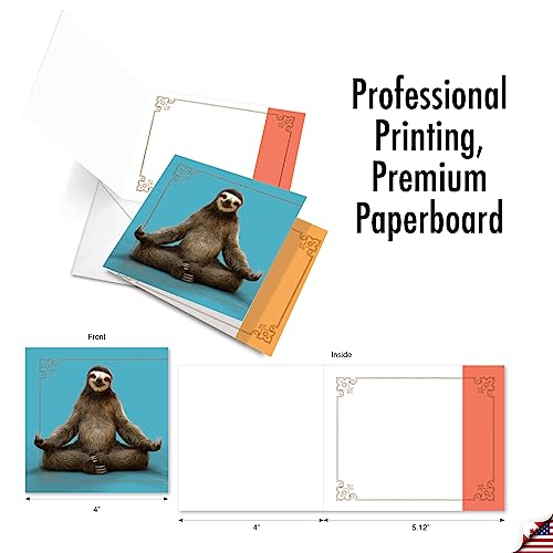 The Best Card Company - 20 Blank Yoga Animal Cards (4 x 5.12 Inch) - All Occasion Set (10 Designs, 2 Each) - Sloth Yoga AMQ6255OCB-B2x10 - style: Sloth Yoga