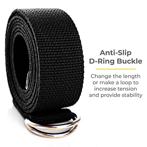 Bulk Yoga Straps, 10 Pack, 6ft, D-Ring Buckle | Adjustable Leg Stretching Strap for Muscle and Hamstring Stretch - Exercise Strap for Home,Gym, Schools and Studio - color: Black