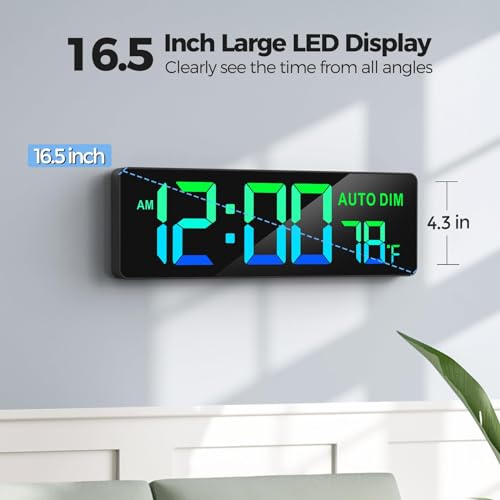 REACHER 16.5" Large Digital Wall Timer Clock with Countdown for Classroom - color: Black