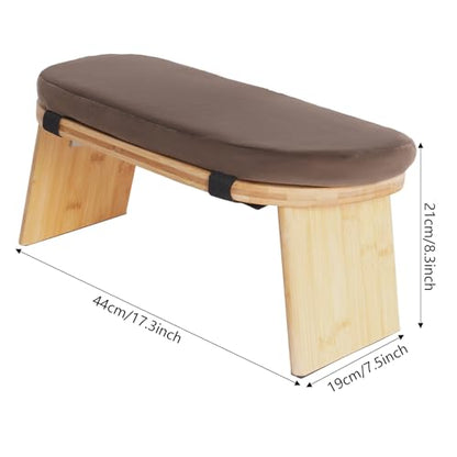 Meditation Bench, Portable Bamboo Meditation Bench Ergonomic Meditation Stool Comfortable Folding Kneeling Meditation Bench with Meditation Cushion for Longer Meditation (Coffee) - color: Coffee