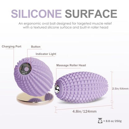 Vibrating Massage Ball with Rolling Head for Plantar Fasciitis - color: Purple