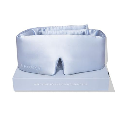 DROWSY Silk Sleep Mask - Face-Hugging, Padded Cocoon for Luxury Sleep in Total Darkness - 100% Pure Mulberry Silk (Blue Belle) - color: Blue Belle, size: 1 Count (Pack of 1)