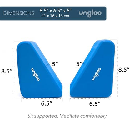 Ungloo Supportive Yoga Block Wedges for Seated Meditation – Elevates Knees, Reduces Hip Pressure, and Improves Cross-Legged Posture - color: Blue
