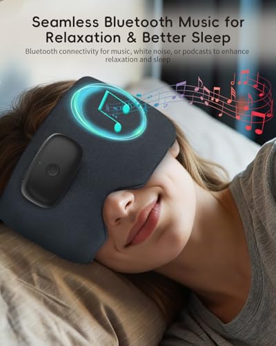 Heated Eye Masks for Dry Eyes with Bluetooth 6.0 Headphones - 3 Heat Levels, Memory Function, Soft Fabric Sleep Mask for Eye Strain & Migraine Relief - Unisex Dark Gray - color: Dark Gray