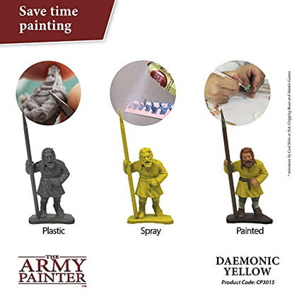 The Army Painter, Colour Primer Daemonic Yellow, 400 ml acrylic spray | Daemonic Yellow primer for painting Warhammer and Dungeons and Dragons miniatures - color: Daemonic Yellow