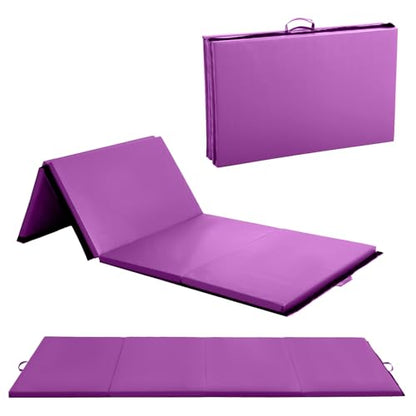 Gymnastics Mats Foldable Tumbling Mats Portable Gymnastics Exercise Mat Thick Gymnastics Tumbling Mats Pad Home Exercise Panel Mat With Carrying Handles - color: Purple, size: 4 ft W x 10 ft L