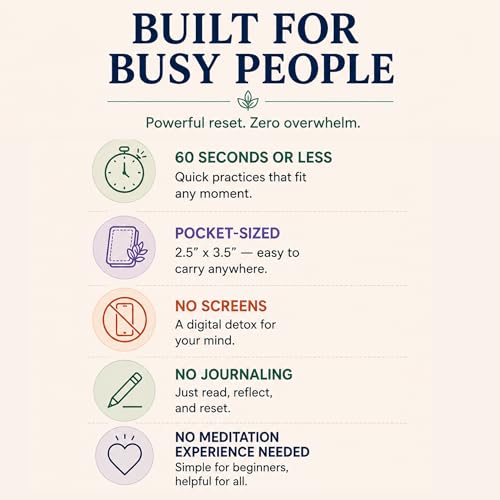 52 Mindfulness Cards for Stress Relief & Everyday Calm, 60-Second Self Care Prompt Deck for Gratitude, Grounding & Meditation, Wellness Gifts for Women and Men