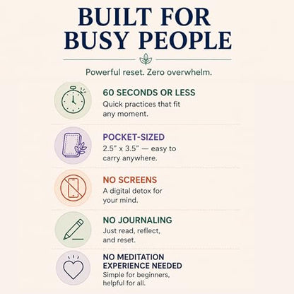 52 Mindfulness Cards for Stress Relief & Everyday Calm, 60-Second Self Care Prompt Deck for Gratitude, Grounding & Meditation, Wellness Gifts for Women and Men