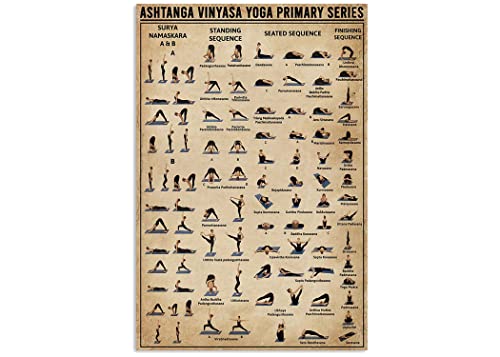 Metal Plaque Ashtanga Vinyasa Yoga Knowledge Wall Art, Print, Poses, Decor, Chakra Poster, Lover Gift Vintage Home Decor 5.5x8 Inch