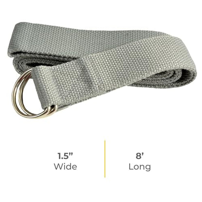 Bulk Yoga Straps, 10 Pack, 6ft, D-Ring Buckle | Adjustable Leg Stretching Strap for Muscle and Hamstring Stretch - Exercise Strap for Home,Gym, Schools and Studio - color: Cool Gray