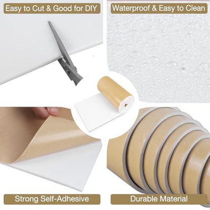 LSGCQ Sponge Neoprene Foam Padding Self Adhesive Foam Sheets, White | Closed Cell Foam Sheet Neoprene Rubber Pad for DIY Gaskets Shock Pads Liner Crafts, 12" Wide x 1/2" Thick x 59" Long - color: White, size: 12" Wide x 1/2" Thick x 59" Long