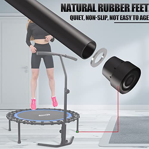 Newan 40"-48" Silent Mini Trampoline Fitness Trampoline Bungee Rebounder Jumping Cardio Trainer Workout for Adults-Max Limit 330lbs - color: 40" Round Blue（Have Handle）