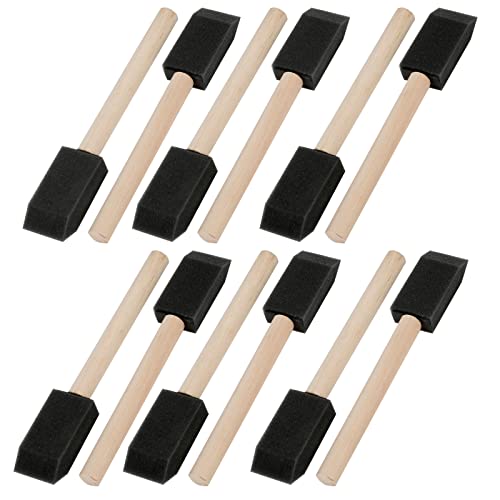 Mister Rui 1 Inch Foam Paint Brushes, 12 Pack – High Density Poly Sponge Brushes for Painting, Mod Podge, Decoupage, Crafts & Cleaning | Spong Brushes for Mod Podge, Decoupage, Stains, Varnish, Crafts and Cleaning. Smooth Finish on Crafts, Furniture and W