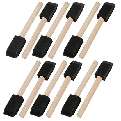 Mister Rui 1 Inch Foam Paint Brushes, 12 Pack – High Density Poly Sponge Brushes for Painting, Mod Podge, Decoupage, Crafts & Cleaning | Spong Brushes for Mod Podge, Decoupage, Stains, Varnish, Crafts and Cleaning. Smooth Finish on Crafts, Furniture and W