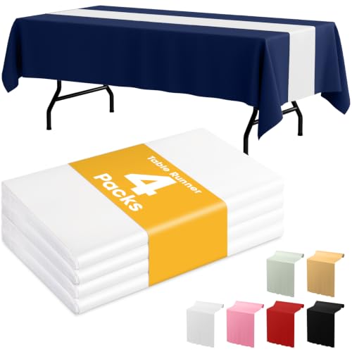Niuara White Plastic Table Runner Party Decorations, Disposable, 4 Pack | Thanksgiving Decor, Wedding & Holiday Events, Water & Oil Resistant, 14 x 108 Inch - color: White, size: 14" x 108" - 4 Packs