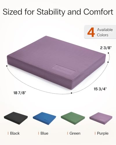 StrongTek Foam Balance Pad, Extra-Wide 19 x 15.8 x 2.4 in, Non-Slip TPE - color: Purple