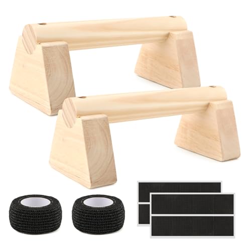 Wood Parallettes Bars for Home Workout, Push Up Bars & Dip Stands, Wooden Calisthenics Equipment Handstand Blocks for Strength Training, Rehabilitation & Gymnastics - size: 25cm