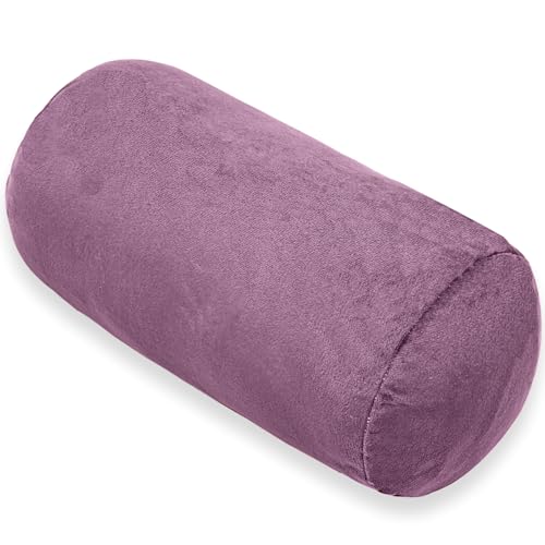 1 MIDDLE ONE Round Cylinder Bolster Pillow with Removable Velvet Cover, Tube Roll Cervical Pillow for Head, Neck, Back and Legs Support, 13" x 6", Purple - color: Purple, size: 13 inch