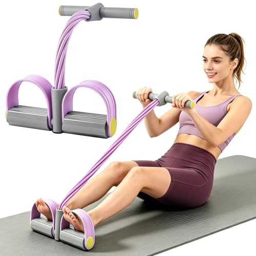 Multifunction Tension Rope, 6-Tube Elastic Yoga Pedal Puller Resistance Band, Natural Latex Tension Rope Fitness Equipment, for Abdomen/Waist/Arm/Leg Stretching Slimming Training - color: Gray Purple