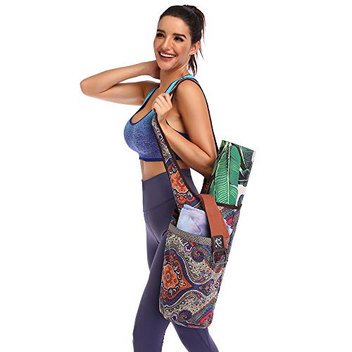 Entiforry Yoga Mat Bag with Large Size Pocket and Zipper Pocket, Yoga Mat Strap Bag, Fit Most Size Mats Yoga,Bags and Carriers for Women, color 7