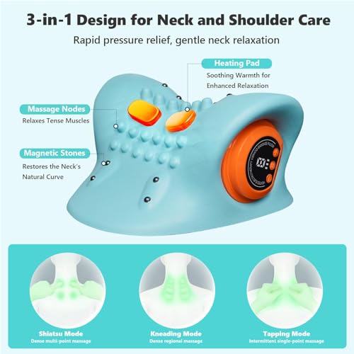 Neck Massager 3 in 1 Portable Massager with Heat & Comfortable Stretching